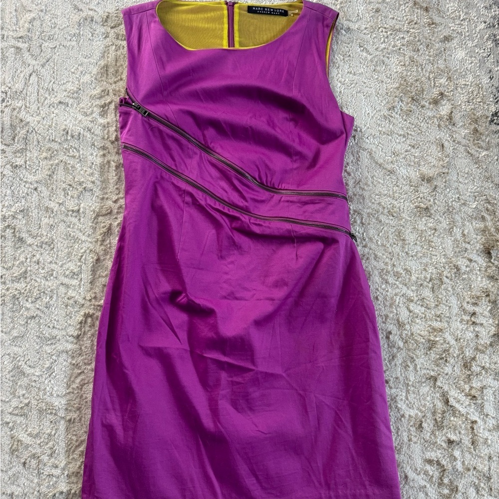 Marc New York Vibrant Purple Mini Dress with Zipper Accents